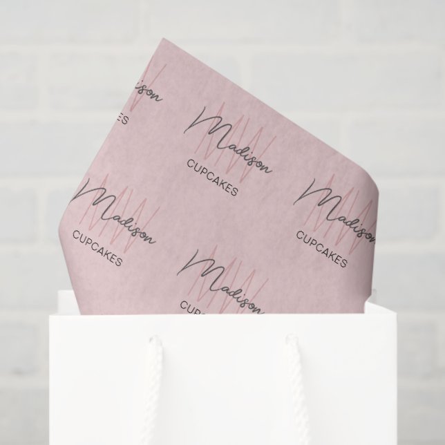 Papier Mousseline Monogramme Logo Boulangerie Papier Tissu Rose (Sac cadeau)