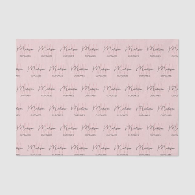 Papier Mousseline Monogramme Logo Boulangerie rose (Recto)