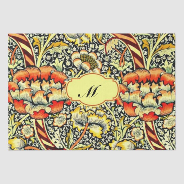 Papier Mousseline Monogramme "M" William Morris Design (Recto)
