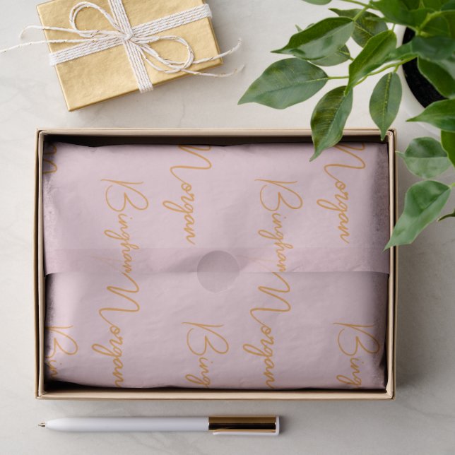 Papier Mousseline Monogramme minimaliste rose script (Cadeau)