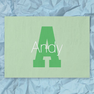 Papier Mousseline Monogramme moderne Pale & Kelly Green