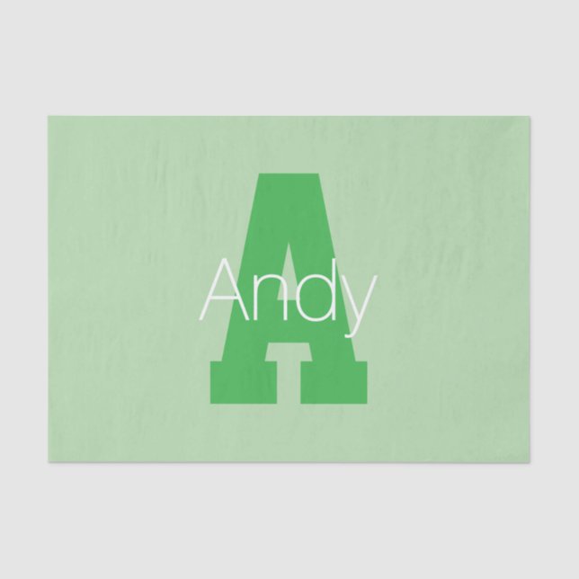 Papier Mousseline Monogramme moderne | Pale & Kelly Green (Recto)