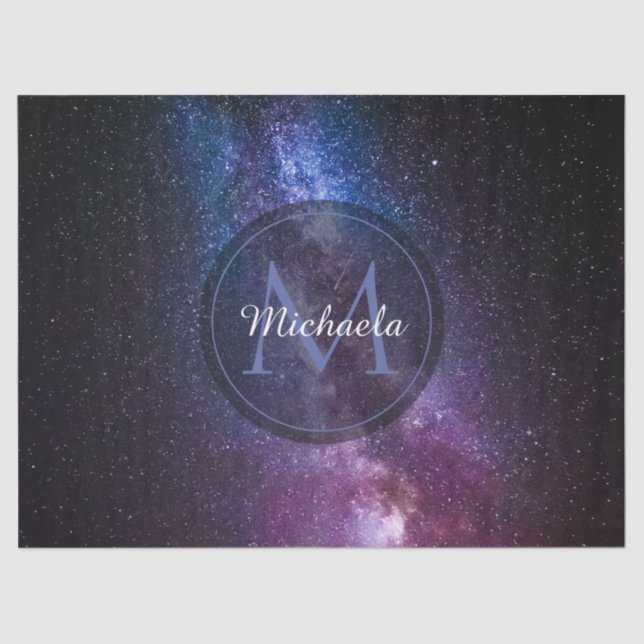 Papier Mousseline Monogramme personnalisable à voie lactée (Recto)