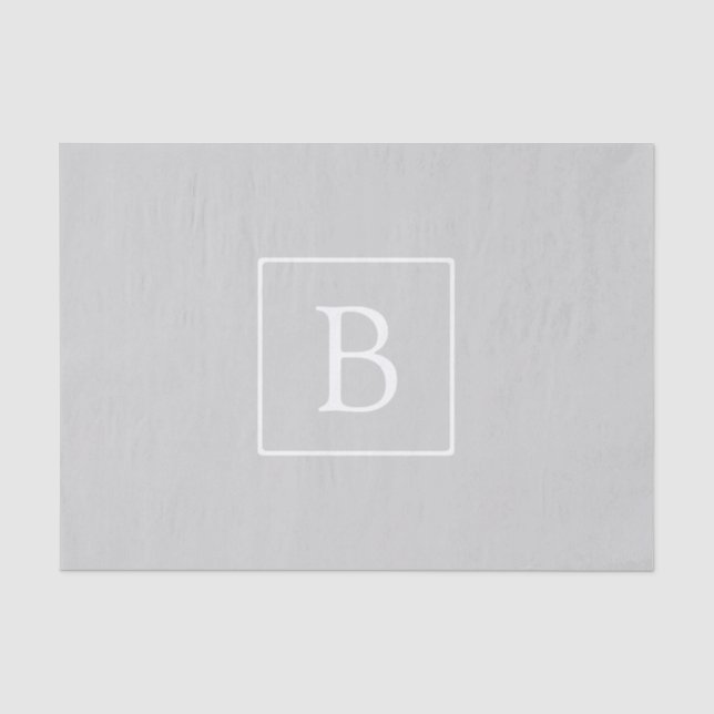 Papier Mousseline Monogramme simple gris clair (Recto)