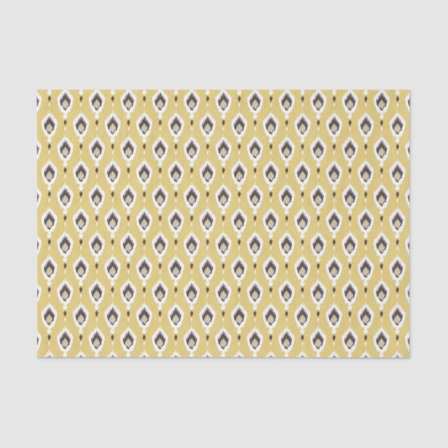 Papier Mousseline Monogramme tribal de motif d'ikat jaune chic de (Recto)