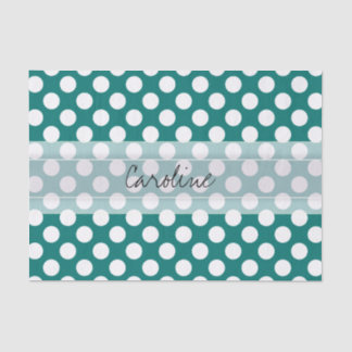 Papier Mousseline Monogramme Turquoise blanc mignon chic Polka Motif
