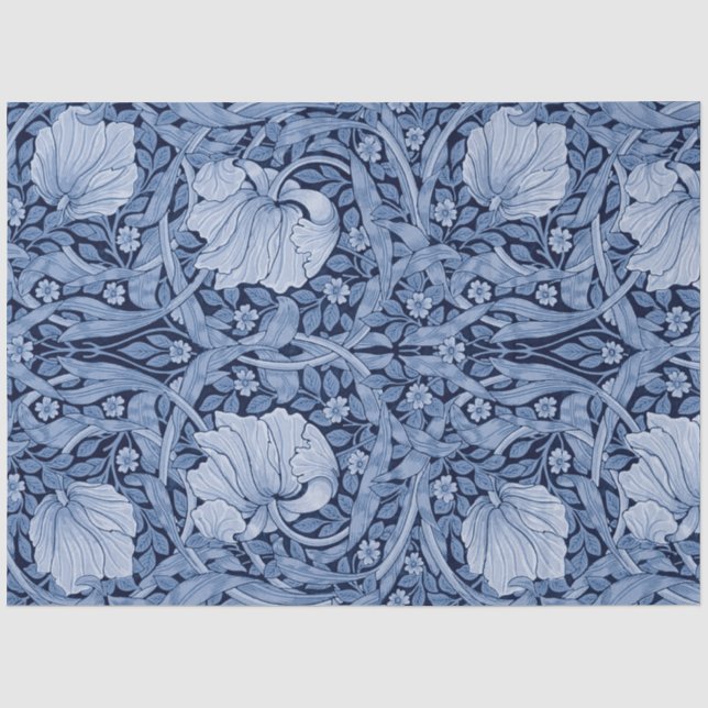 Papier Mousseline Monotone bleu Pimpernel, William Morris (Recto)