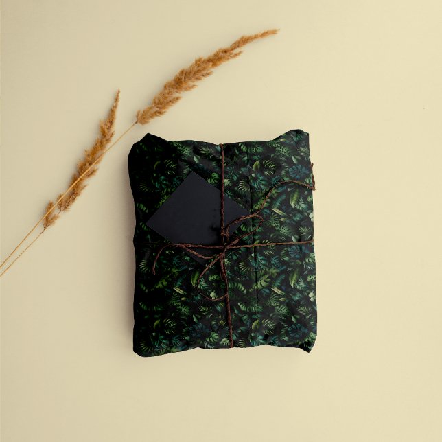 Papier Mousseline Monstera Tropical Botanique Jungle Vert  (Tissue Paper)