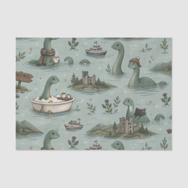 Papier Mousseline Monstre du Loch Ness  (Recto)