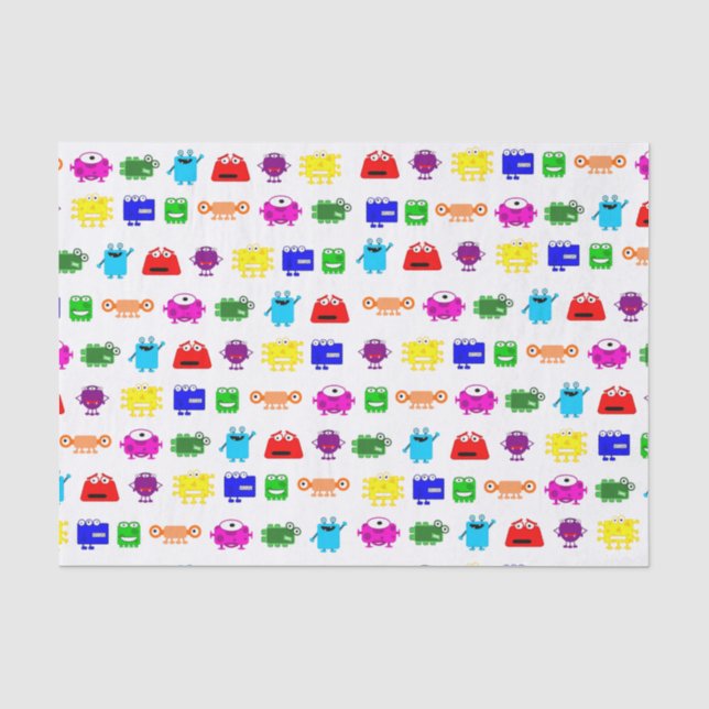 Papier Mousseline Monstres mignons de bande dessinée (Recto)