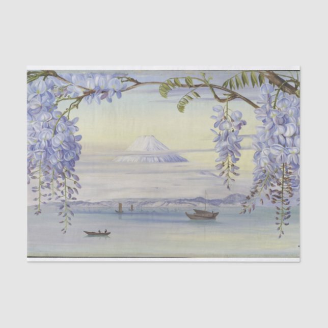 Papier Mousseline Mont Fujiyama Japon Wysteria par Marianne North (Recto)
