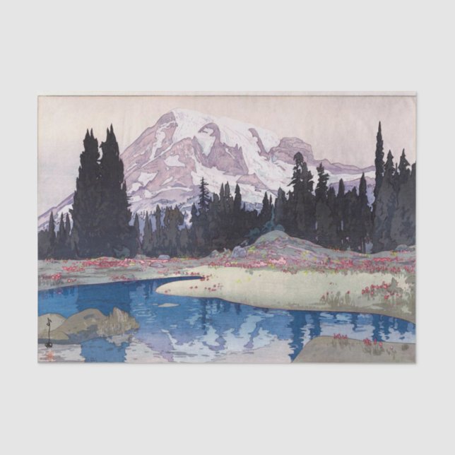 Papier Mousseline Mont Rainier, Hiroshi Yoshida, coupe de bois (Recto)