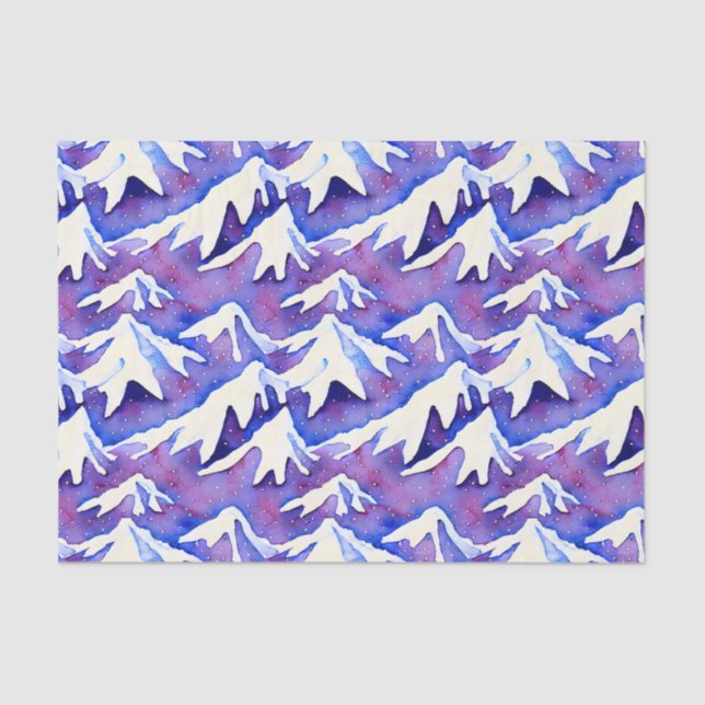 Papier Mousseline Montagnes Retro Snowy Purple (Recto)