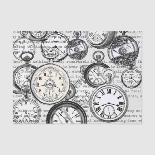 Papier Mousseline Montre de poche victorienne Alice au pays des merv (Recto)