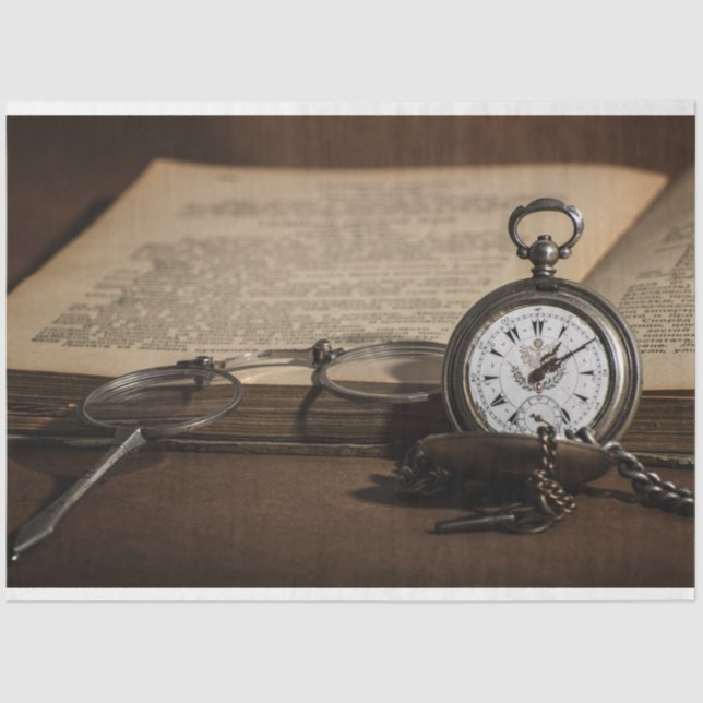 Papier Mousseline Montre de poche vintage 20x30 Découpage (Recto)