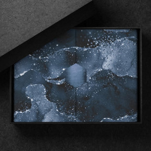 Papier Mousseline Moody Agate Marine Denim Steel Blue Faux Parties