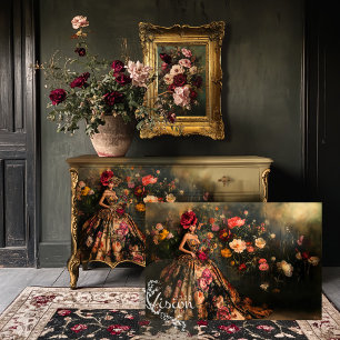 Papier Mousseline Moody Bouffant Brocade Élégante Dame Vintage Flora