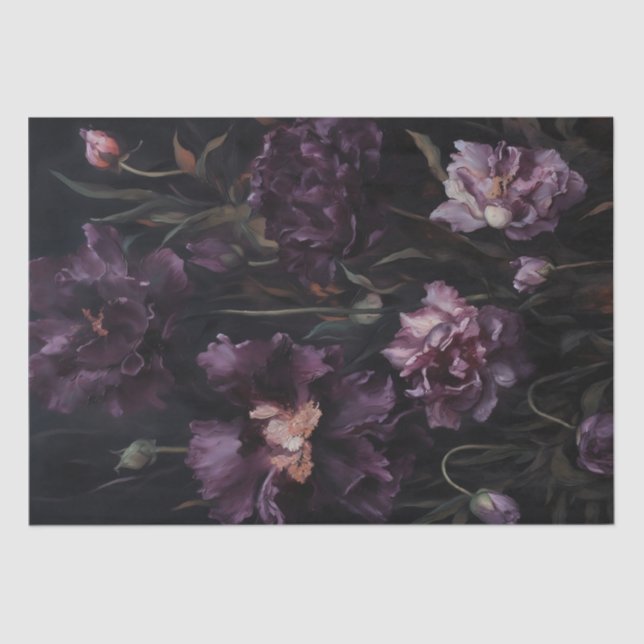Papier Mousseline Moody Purple Lilies Florals Découpage Enveloppe ca (Recto)