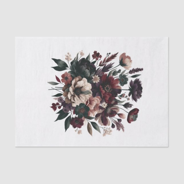 Papier Mousseline Moody Rustic Garden Florals Mariage bohémien (Recto)