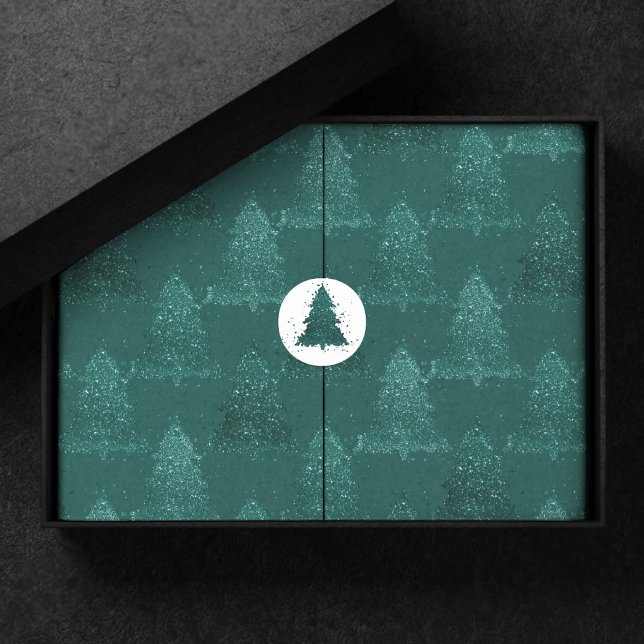 Papier Mousseline Moody Tree Motif | Noël Turquoise de minuit foncé (Créateur téléchargé)