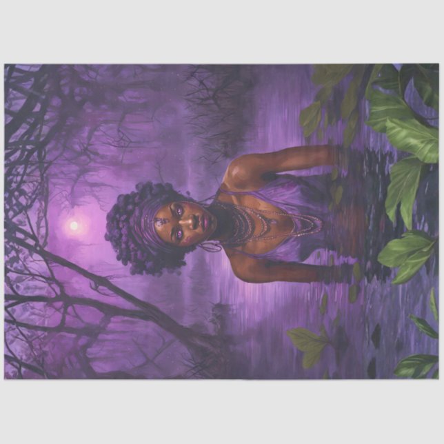 Papier Mousseline Moonlit Bayou Voodoo Witch – Gothic Decoupage (Recto)