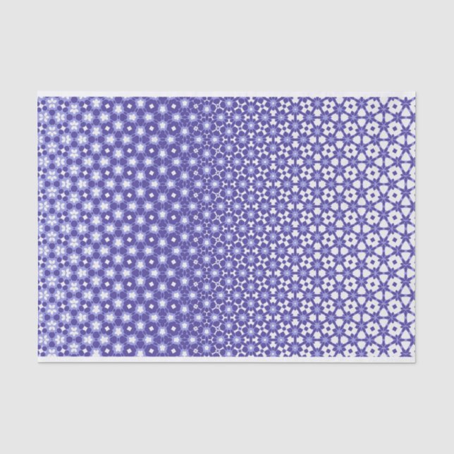 Papier Mousseline morphing géométrique bleu et blanc (Recto)