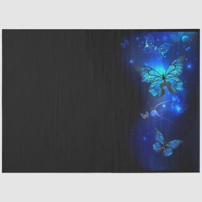 Papier Mousseline Morpho Butterfly in the Dark Background (Recto)