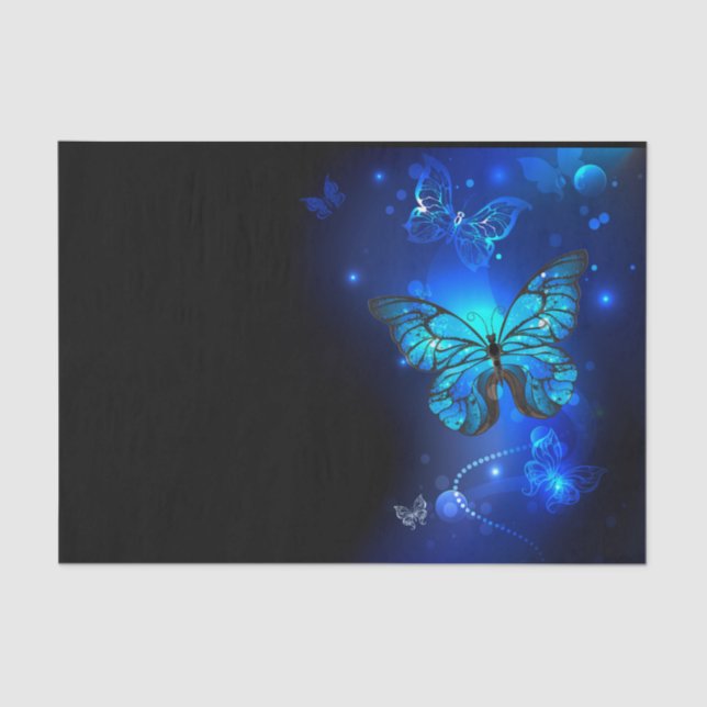 Papier Mousseline Morpho Butterfly in the Dark Background (Recto)