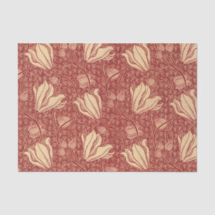 Papier Mousseline Morris Inspiré Lily Flower Botanique Rouge Textile