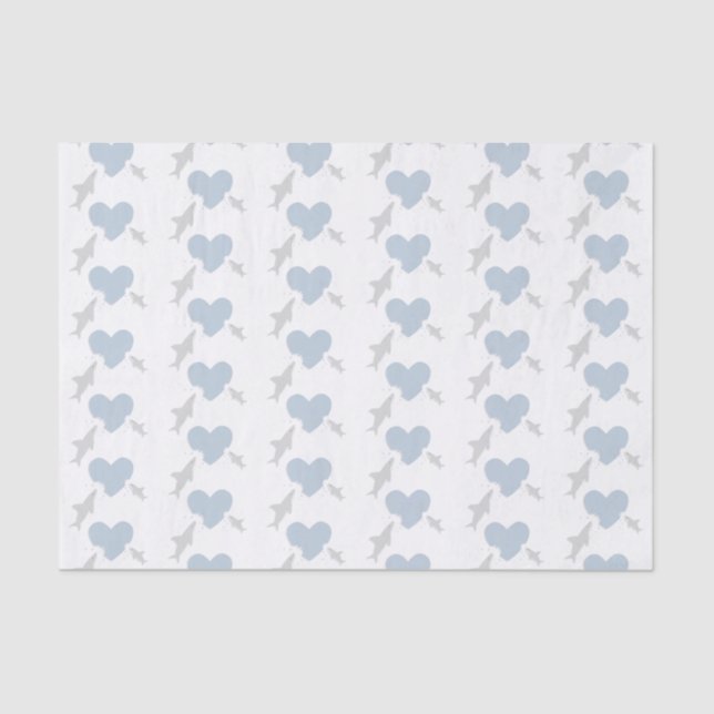 Papier Mousseline Morsures cardiaques et requins | Papier de tissus  (Recto)