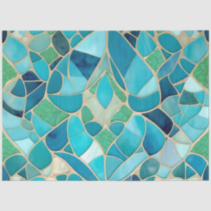 Papier Mousseline Mosaïque Abstraite turquoise de style Art déco
