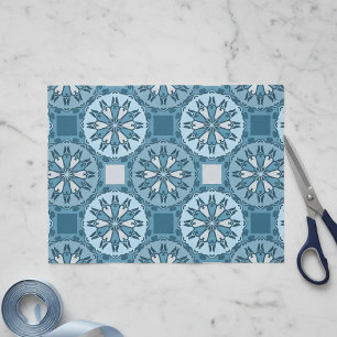 Papier Mousseline Mosaïque bleu froid d'hiver Motif kaléidoscope