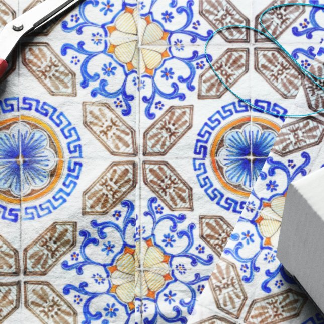 Papier Mousseline Mosaïque bleue italienne (Créateur téléchargé)