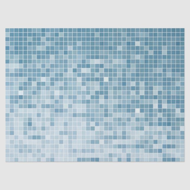 Papier Mousseline Mosaïque dégradé de pixels bleus (Recto)
