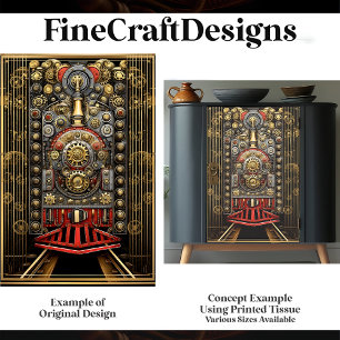 Papier Mousseline Moteur de train victorien Steampunk G8 Découpage