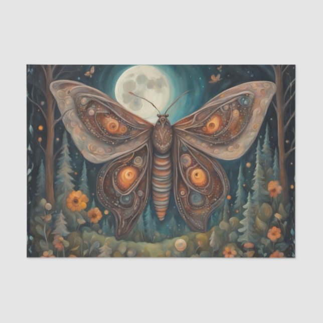 Papier Mousseline Moth in the Moonlight Decoupage Tissue Paper (Recto)