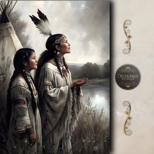 Papier Mousseline Mother & Daughter Teepee Prayer Decoupage (Mother & Daughter Teepee Prayer Decoupage Tissue Paper)