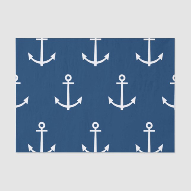 Papier Mousseline Motif 1 d'Ancres de bleu marine (Recto)
