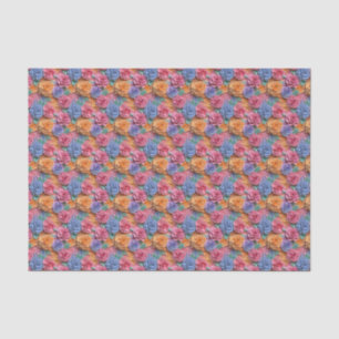 Papier Mousseline Motif à carreaux fleuris trois degrés colorés