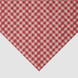 Papier Mousseline Motif à carreaux gingham rouge et beige de style f
