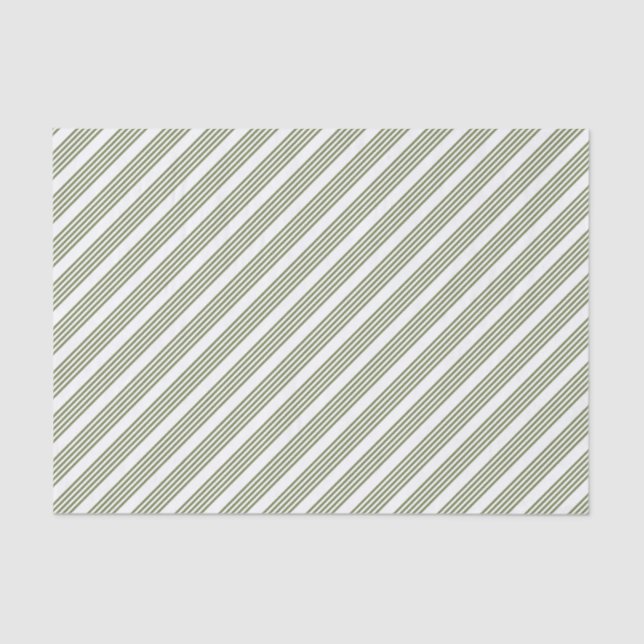 Papier Mousseline Motif à cinq bandes vert et blanc olive (Recto)