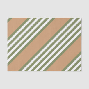 Papier Mousseline Motif à cinq bandes vert olive et blanc avec bronz