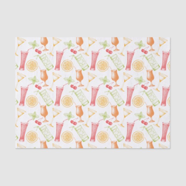 Papier Mousseline Motif à cocktails croisés (Recto)