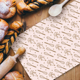 Papier Mousseline Motif à cuire blanc et or Whisk & Piping Bag