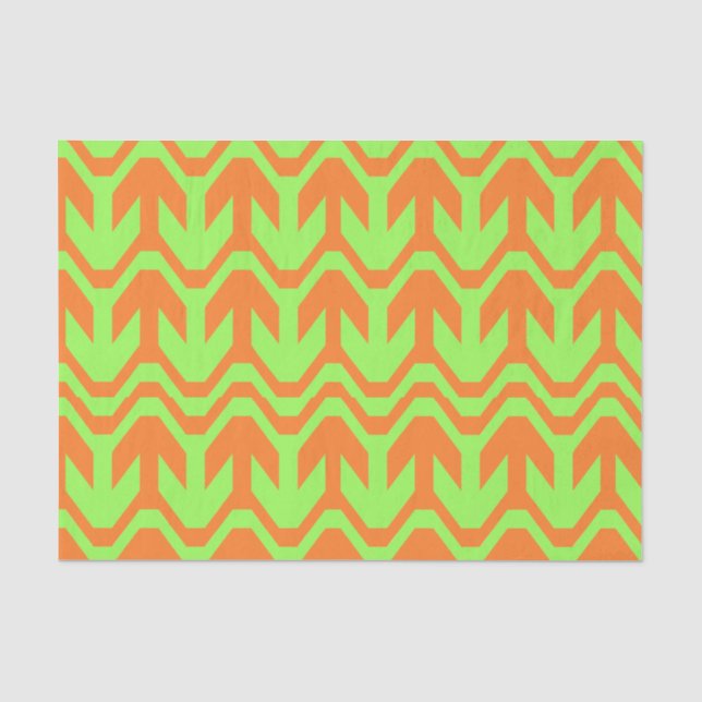 Papier Mousseline Motif à double flèche orange et vert (Recto)
