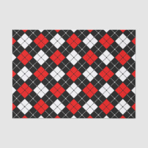 Papier Mousseline Motif à motifs de losanges noir et blanc rouge