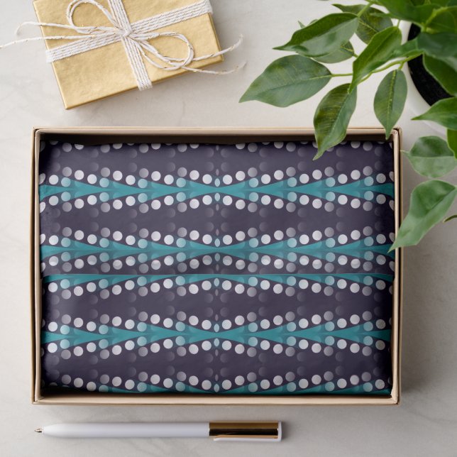 Papier Mousseline Motif à points blancs flèche sarcelle violet foncé (Cadeau)