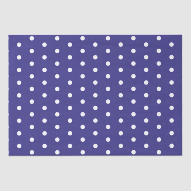 Papier Mousseline Motif à points Polka bleu et blanc (Recto)