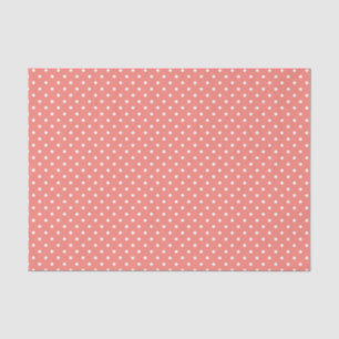 Papier Mousseline Motif à points Polka rose blanc et corail