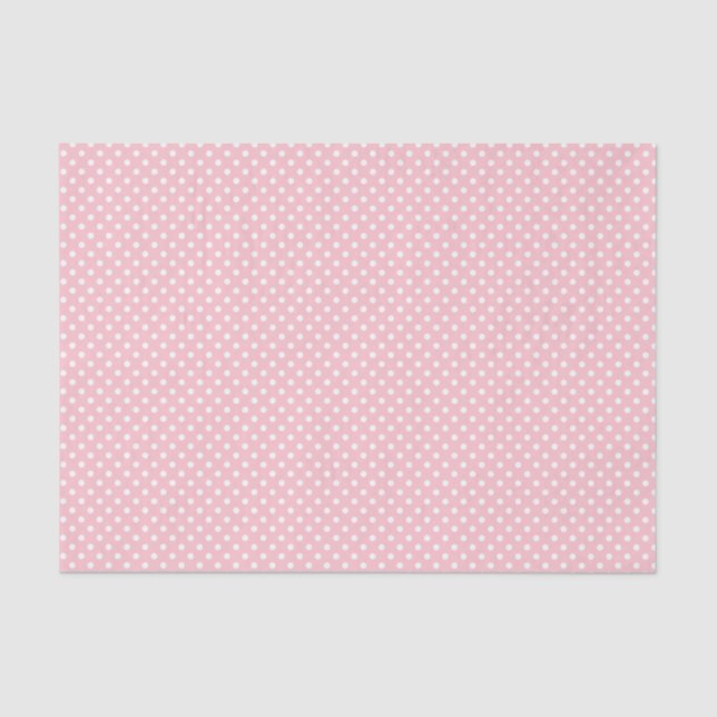 Papier Mousseline Motif à points polka rose pâle et blanc (Recto)